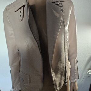 Topshop Beige Leather Jacket